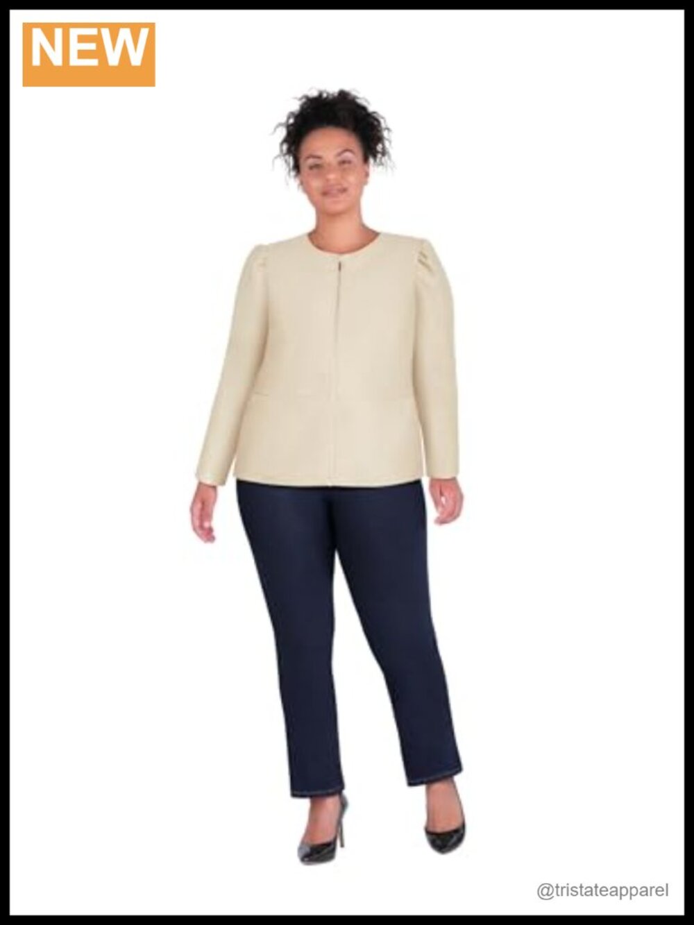 City Chic Plus Size Faux Leather Zip Front Blazer Jacket